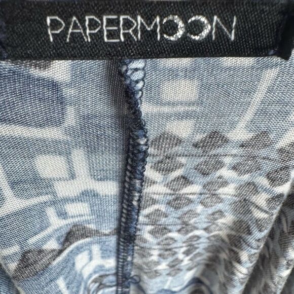 Papermoon blue black and gray abstract print belted dress size medium - Picture 5 of 6